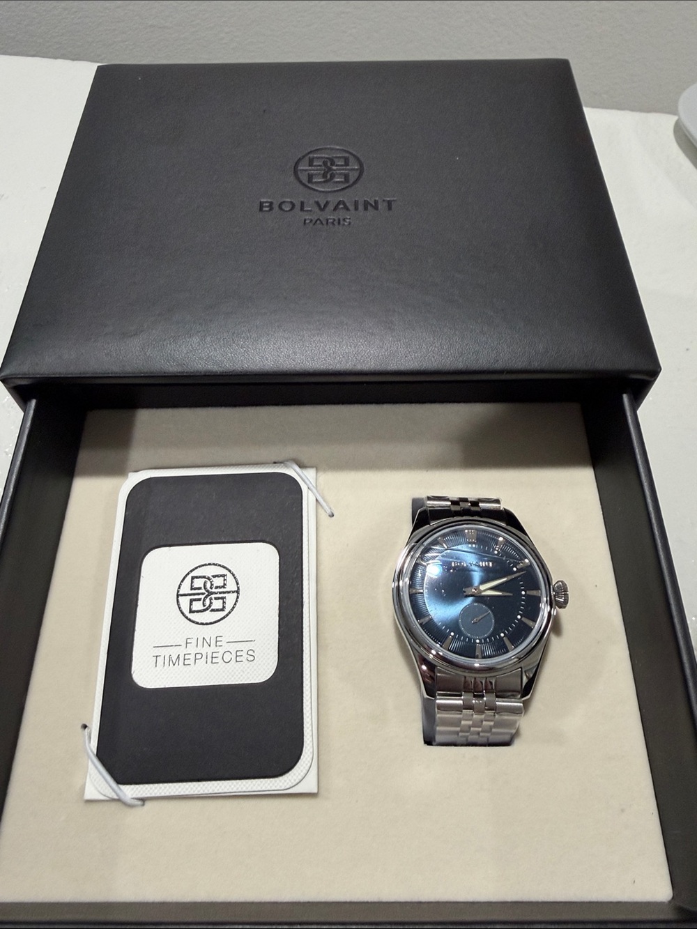 Bolvaint Paris Automatic Watch NWT Navy Dial Exhibition